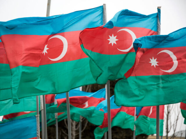 Azerbaijan national flags fly in Baku, Azerbaijan, on Sunday, March 18, 2018. Two years af
