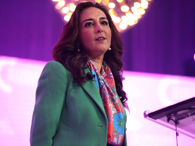 Harmeet Dhillon speaking with attendees at the 2021 Young Women's Leadership Summit hosted by Turning Point USA at the Gaylord Texan Resort & Convention Center in Grapevine, Texas.