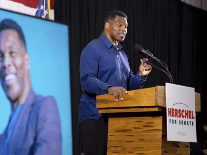 Republican candidate for U.S. Senate Herschel Walker speaks during a campaign stop at the Governors Gun Club in Kennesaw, Georgia, on Monday, Dec. 5, 2022. (Ben Gray/AP)