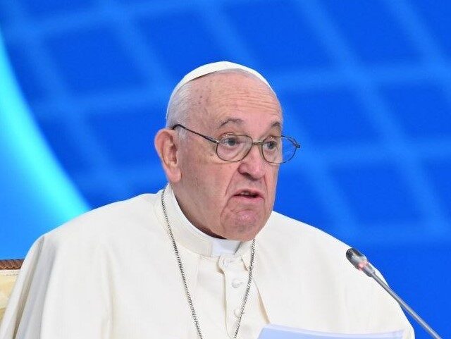 Pope Francis speaks at the VII Congress of Leaders of World and Traditional Religions at P
