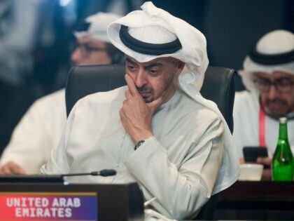 United Arab Emirates President Sheikh Mohamed bin Zayed Al-Nahyan attends a working sessio