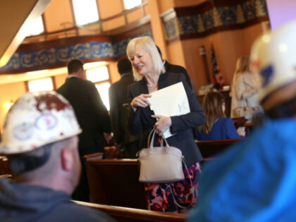 Lori Heinel, global chief investment officer of State Street Global Advisors Inc., arrives for a Texas Senate Committee hearing in Marshall, Texas, US, on Thursday, Dec. 15, 2022. Texas lawmakers grilled finance industry executives they summoned to a remote corner of the Lone Star State for a hearing Thursday, questioning …