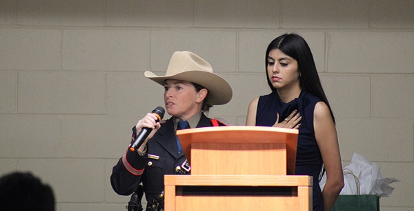 Trooper Alena Gallardo performs the National Anthem. (Randy Clark/Breitbart Texas)