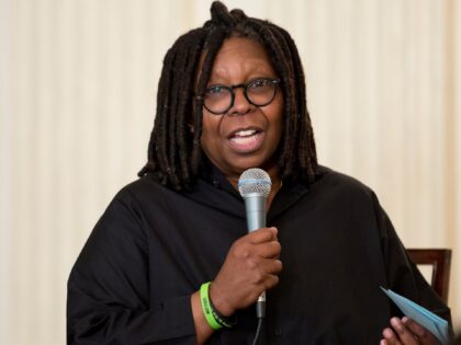 Whoopi Goldberg speaks during the Broadway at the White House event in the State Dining Ro