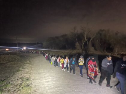 Eagle Pass Border Patrol agents apprehend a large group of more than 600 migrants during the early morning hours of December 22. (U.S. Border Patrol)