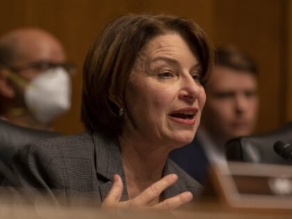 Senator Amy Klobuchar, a Democrat from Minnesota and chair of the Senate Judiciary Subcommittee on Competition Policy, Antitrust, and Consumer Rights, speaks during a hearing in Washington, DC, US, on Tuesday, Nov. 29, 2022. The top bosses at Kroger and Albertsons are headed for a round of tough questions from …