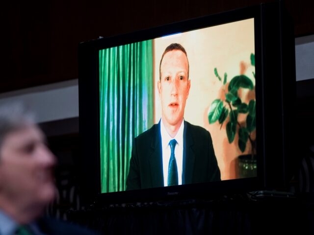 Facebook CEO Mark Zuckerberg testifies remotely during a Senate Judiciary Committee hearin