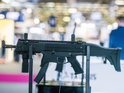 A Taurus SMT submachine gun manufactured by Taurus Armas S.A. at the Eurosatory defense and security trade fair in Paris, France, on Monday, June 13, 2022. The bi-annual exhibition at the Villepinte Exhibition Center runs through June 17. Photographer: Nathan Laine/Bloomberg via Getty Images