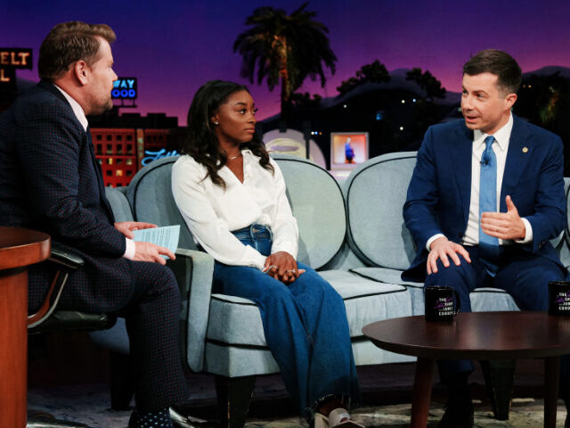 LOS ANGELES - SEPTEMBER 7: The Late Late Show with James Corden airing Wednesday, September 7, 2022, with guests Simone Biles, US Secretary of Transportation Pete Buttigieg, and Jessie Baylin. (Photo by Terence Patrick/CBS via Getty Images)