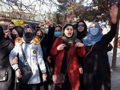 Small groups of Afghan women staged protests in Kabul Thursday to protest against them bei