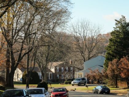 Homes on Rollins Drive SW in the country club neighborhood of Leesburg, VA on November 24,