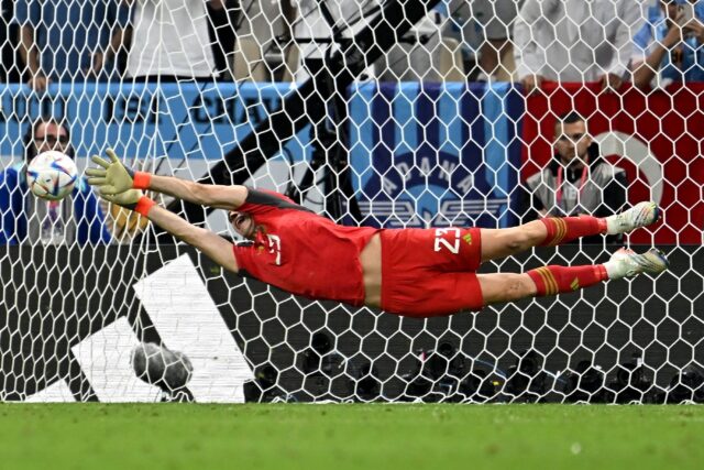 Emiliano Martinez saved Dutch captain Virgil van Dijk's penalty to put Argentina on their