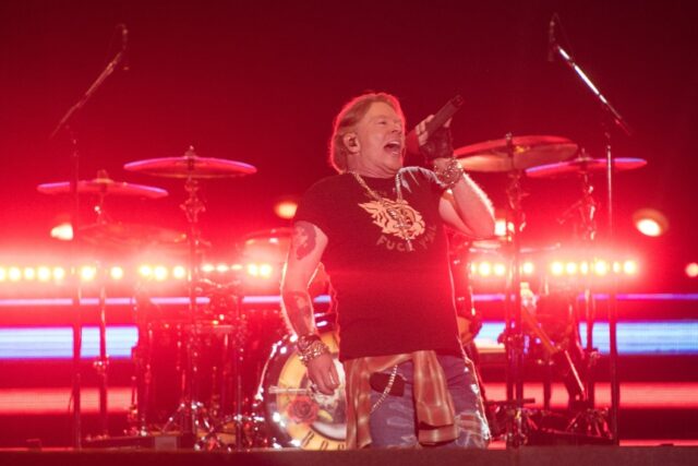 Guns N' Roses frontman Axl Rose belts out a song at a Mexico music festival in 2020