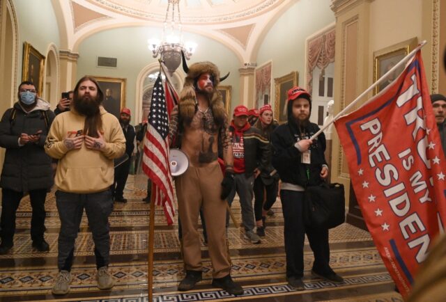 Supporters of then- president Donald Trump inside the Capitol on January 6, 2021