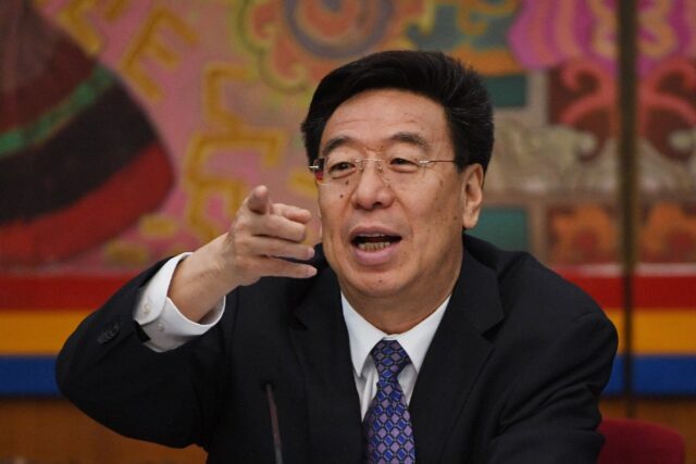 Wu Yingjie, the then Chinese Communist Party chief in Tibet who has been sanctioned by the