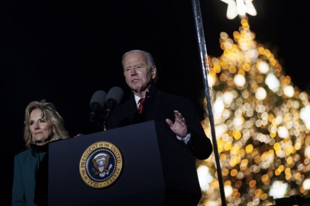 Bidens, LL Cool J light National Christmas Tree on Ellipse near White House