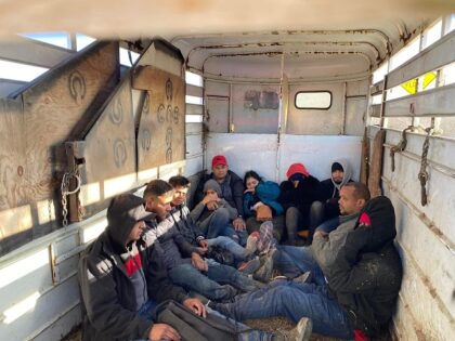 A group of migrants are found being smuggled in a horse trailer in Kinney County, Texas. (Kinney County Sheriff's Office)