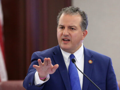 FILE - This Tuesday Oct. 29, 2019 file photo shows Florida Chief Financial Officer Jimmy Patronis speaking at a pre-legislative news conference in Tallahassee, Fla. Patronis says more people are seeking out unclaimed property now that the state's economy has been hit hard by the coronavirus pandemic. (AP Photo/Steve Cannon, …