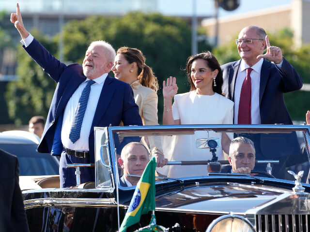President Luiz Inacio Lula da Silva, left, his wife Rosangela Silva, center left, Vice Pre
