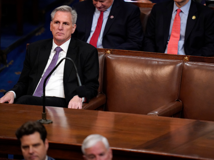 Rep. Kevin McCarthy, R-Calif., listens to the fifth round of votes in the House chamber as the House meets for a second day to elect a speaker and convene the 118th Congress in Washington, Wednesday, Jan. 4, 2023. (AP Photo/Alex Brandon)
