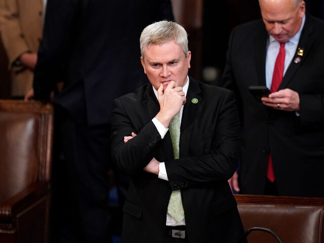 Rep. James Comer, R-Ky., stands to nominate Rep. Kevin McCarthy, R-Calif., for a 13th roun