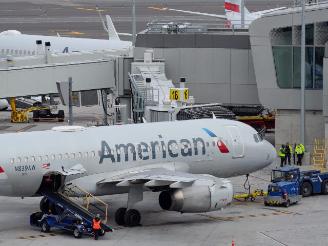 American Airlines planes sit on the tarmac at Terminal B at LaGuardia Airport in New York,