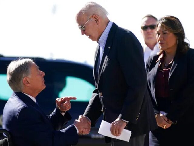 Texas Governor Greg Abbott welcomes President Joe Biden at the start of his first-ever bor