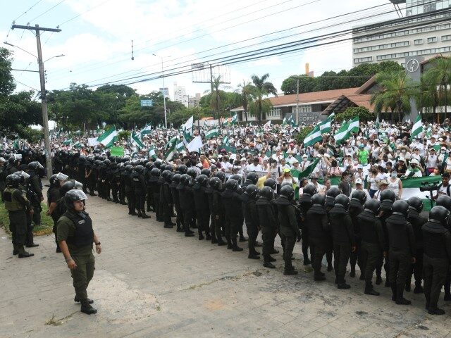 Women supporters of the Governor of Santa Cruz, Luis Fernando Camacho, hold a demonstratio