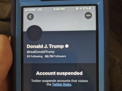 This Friday, Jan. 8, 2021 image shows the suspended Twitter account of President Donald Trump. On Friday, the social media company permanently suspended Trump from its platform, citing "risk of further incitement of violence." (Tali Arbel/AP)