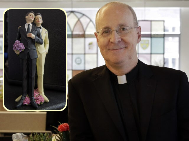 Father James Martin, a Jesuit priest and editor at large of America Magazine, poses for photos at the publication's offices, in New York, Monday, May 21, 2018. Pope Francis' reported comments to a gay man that "God made you like this" have been embraced by the LGBT community as another …