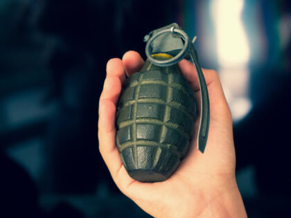 hand grenade and black background
