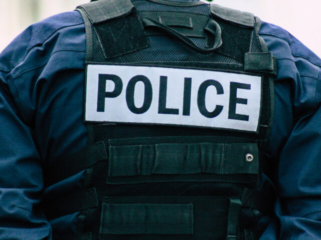 Reims France May 18, 2019 Close up of the French National Police in intervention against t