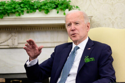 WASHINGTON, DC - MARCH 17: U.S. President Joe Biden speaks during a virtual meeting with I