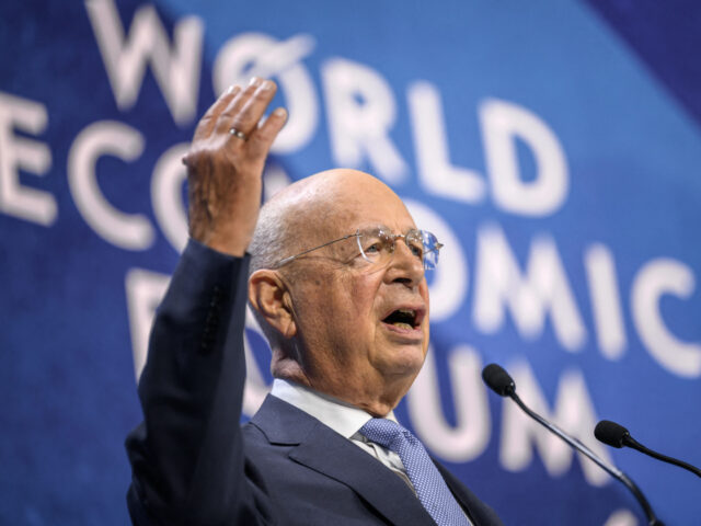 Founder and executive chairman of the World Economic Forum Klaus Schwab delivers remarks a