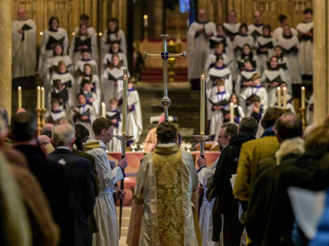 CANTERBURY, UNITED KINGDOM - DECEMBER 25: A view of Christmas morning Eucharist service at
