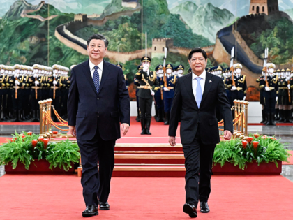 Chinese President Xi Jinping holds a welcoming ceremony for Philippine President Ferdinand Romualdez Marcos Jr. prior to their talks at the Great Hall of the People in Beijing, capital of China, Jan. 4, 2023. (Photo by Shen Hong/Xinhua via Getty Images)