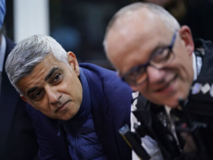 Mayor of London Sadiq Khan (left) and Metropolitan Police Commissioner Sir Mark Rowley during a visit to Box Up Crime gym in Ilford, Essex, to look at operations around winter night patrols, tackling robberies and progress on driving down violence. Picture date: Thursday January 5, 2023. (Photo by Yui Mok/PA …