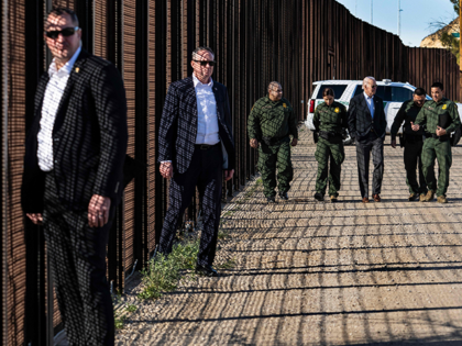 President Joe Biden speaks with US Customs and Border Protection officers as he visits the US-Mexico border in El Paso, Texas, on January 8, 2023. (Photo by Jim WATSON / AFP) (Photo by JIM WATSON/AFP via Getty Images)