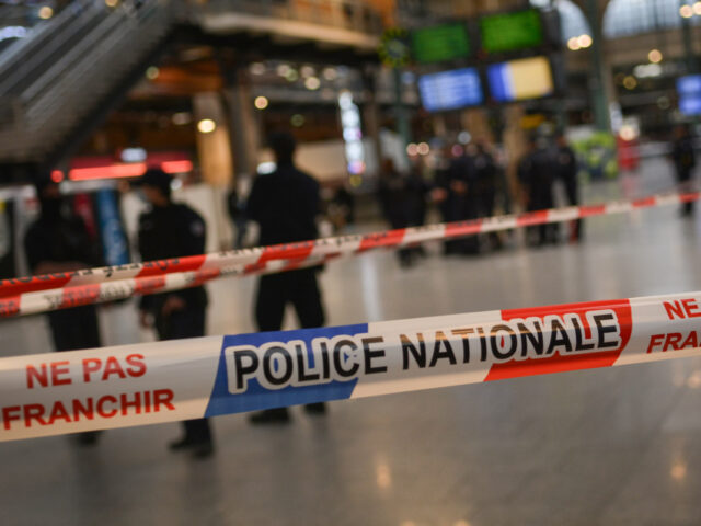 PARIS, FRANCE - JANUARY 11: French police cordon off an area at Paris' Gare du Nord t