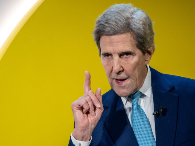 US Presidential Envoy for Climate John Kerry delivers a speech at the Congress centre duri