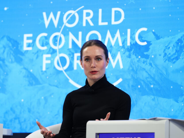 DAVOS, SWITZERLAND - JANUARY 17: Prime Minister of Finland Sanna Marin speaks at the World