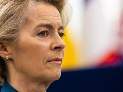 18 January 2023, France, Straßburg: Ursula von der Leyen (CDU), President of the European Commission, sits in the European Parliament building. On the agenda of the four-day plenary week for Wednesday is, among other things, the election for a successor to the ex-Parliament Vice President Kaili, who is involved in …