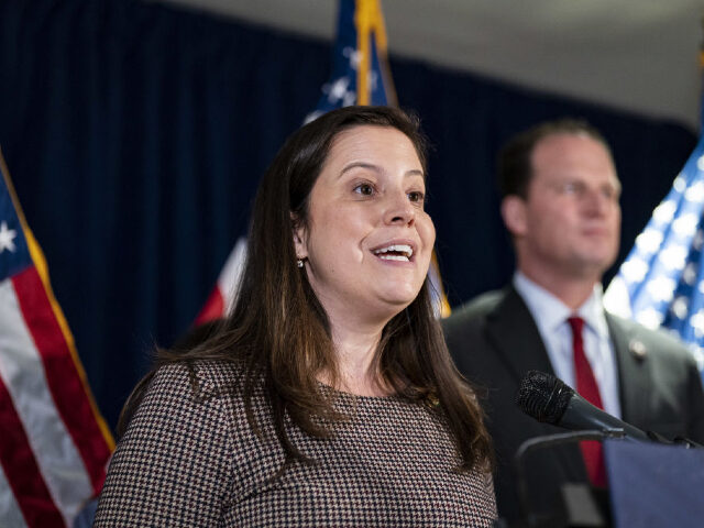 Representative Elise Stefanik, a Republican from New York, speaks during a news conference in Washington, DC, US, on Wednesday, Jan. 25, 2023. Congressional Democrats pressed Republicans to offer a concrete proposal for raising the nation's debt ceiling and avoiding a default after a meeting on Tuesday with President Biden. Photographer: …