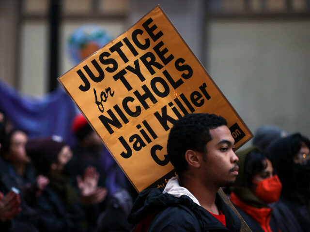 OAKLAND, CA - JANUARY 29: Almost a thousand of people are gathered at the Oscar Grant Plaza and take streets over Tyre Nichols killing by Memphis police, in Oakland, California, United States on January 29, 2023. (Photo by Tayfun Coskun/Anadolu Agency via Getty Images)