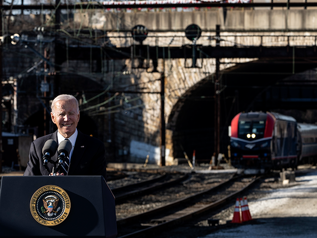 U.S. President Joe Biden speaks at the Baltimore and Potomac (B&P) Tunnel North Portal on January 30, 2023 in Baltimore, Maryland. The tunnel is 150 years old and is the biggest chokepoint in the rail system between New York City and Washington, DC and frequently causes delays of Amtrak, Maryland …