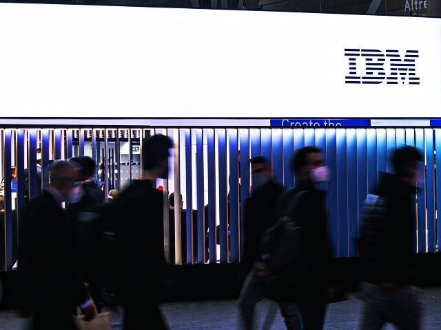 BARCELONA, SPAIN - MARCH 02: View of the IBM booth on day 3 of the GSMA Mobile World Congress on March 02, 2022 in Barcelona, Spain. This year the Mobile World Congress in Barcelona welcomes more than 1,500 companies and expects an attendance of more than 60,000 people (Photo by …