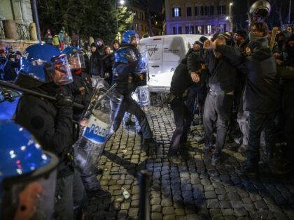 ROME, ITALY - JANUARY 28: Demonstrators clash with the Italian Police during a demonstrati