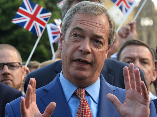 Leader of the United Kingdom Independence Party (UKIP), Nigel Farage speaks during a press conference near the Houses of Parliament in central London on June 24, 2016. Britain has voted to leave the European Union by 51.9 percent to 48.1 percent, final results from all 382 of Britain's local counting …