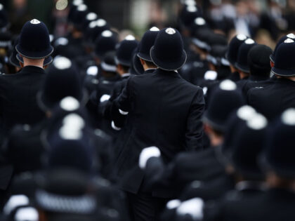 LONDON, ENGLAND - APRIL 21: New Police recruits take part in a passing-out parade at the Metropolitan Police Academy at Peel House, Hendon on April 21, 2017 in London, England. (Photo by Hannah McKay - WPA Pool / Getty Images)