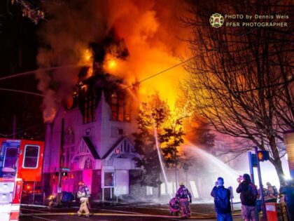 Historic Portland Church on fire